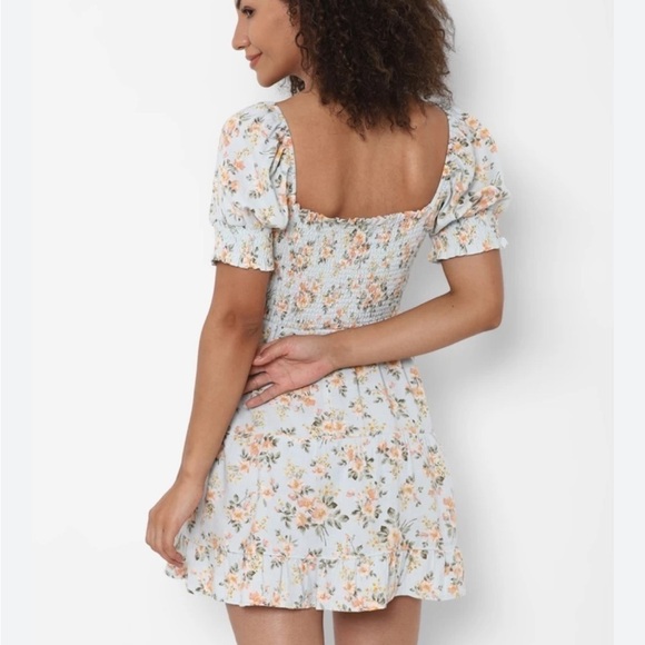 American eagle floral mini  frilly puff sleeve dress M - Picture 2 of 9